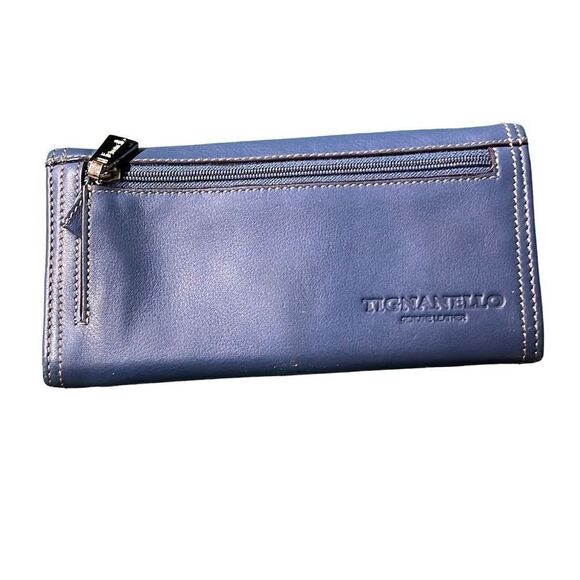 Tignanello Women's Blue Genuine Leather Floral Shoulder Handbag With Wallet Set - Picture 7 of 15